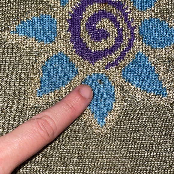 Escada by Margaretha Ley Vintage Car Print Gold Metallic Sweater SZ 34/US S VGUC - Picture 4 of 6